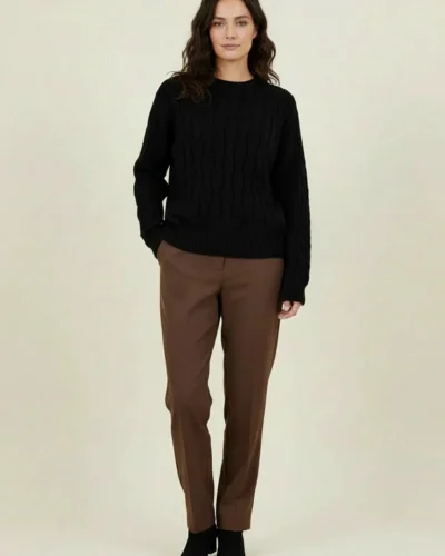 Μαύρο Πουλόβερ Cable Knit