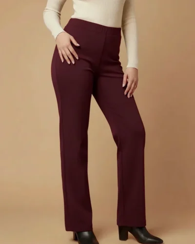 Παντελόνι σε ίσια γραμμή από κρεπ σκούμπα ελαστικό με λάστιχο στη μέση