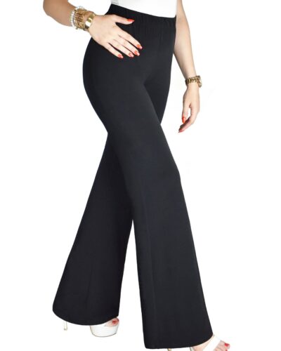 Γυναικεία Παντελόνα Καμπάνα Super Jersey με Λάστιχο στη Μέση-Μαυρο